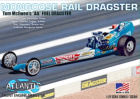 Atlantis  Scale Mongoose Rear Engine Dragster Plastic Model Car Kit