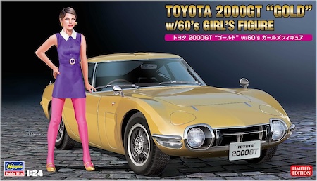 Hasegawa  Toyota 2000 GT Gold  Girls Figure Plastic Model